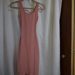 Piao Ling Fu Shi pink cotton stretch dress w/open criss-cross back size small